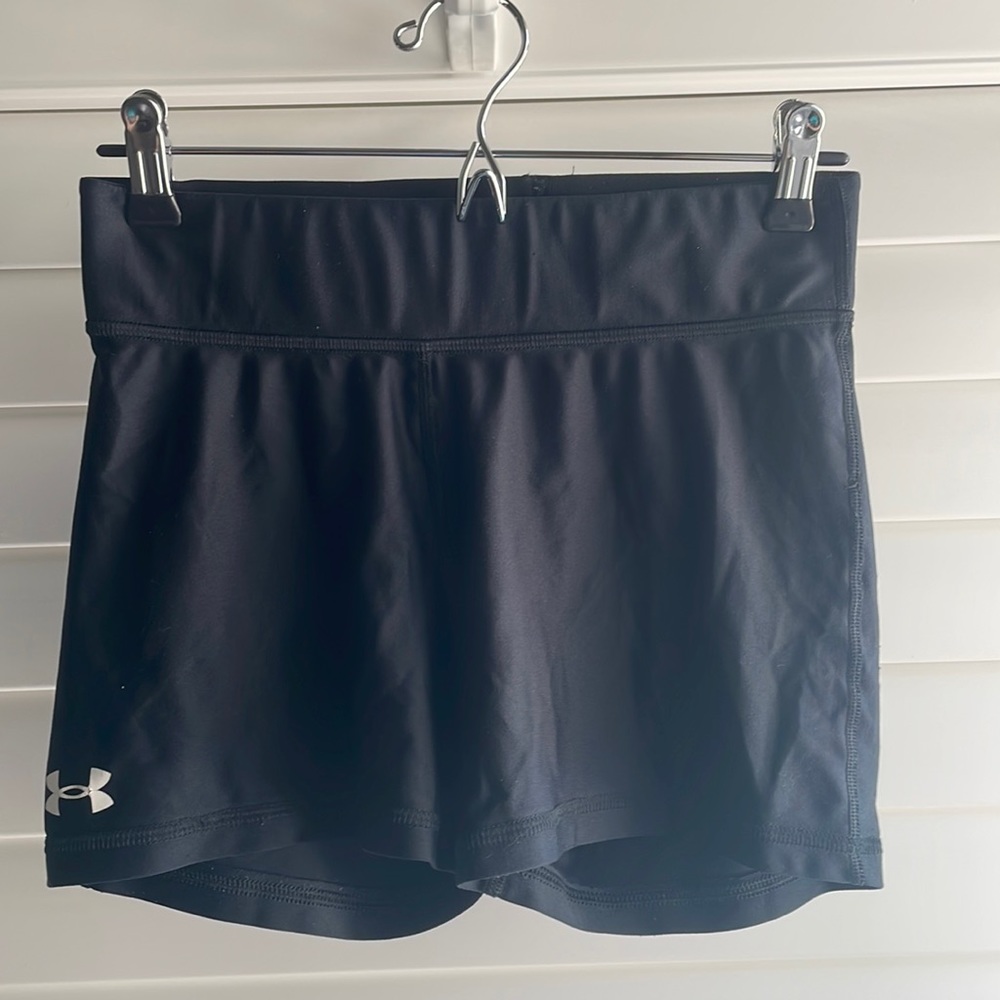 Girls' HeatGear® Armour Shorty Team 4" Volleyball Shorts, Black, Youth Large